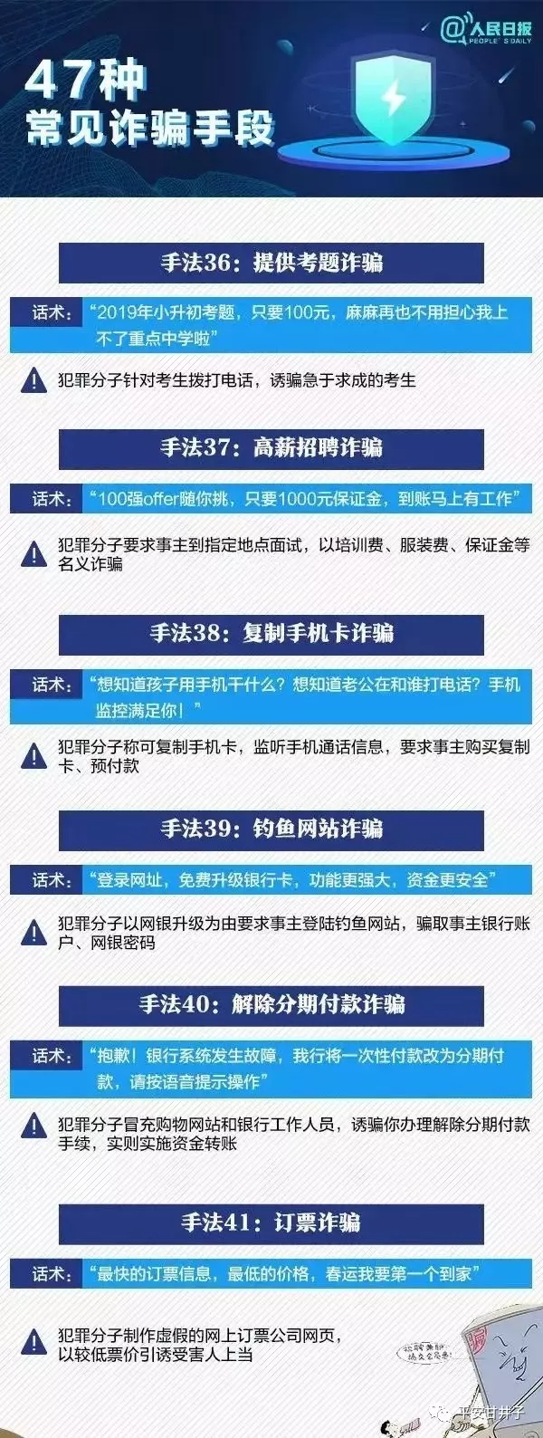 人民日报：47种常见诈骗手段，请党员干部、民辅警、网格员、志愿者转发到每一个人