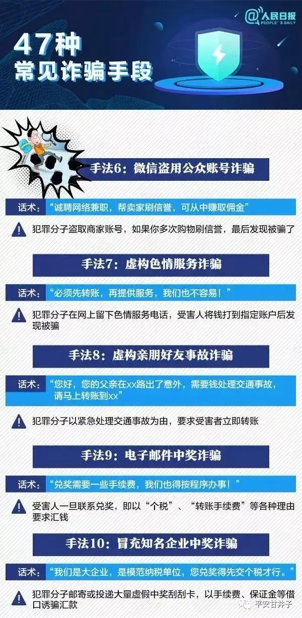 人民日报：47种常见诈骗手段，请党员干部、民辅警、网格员、志愿者转发到每一个人