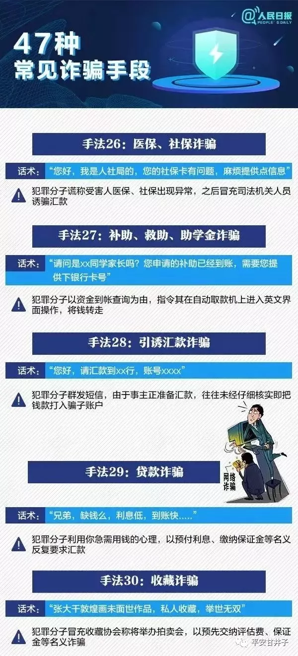 人民日报：47种常见诈骗手段，请党员干部、民辅警、网格员、志愿者转发到每一个人